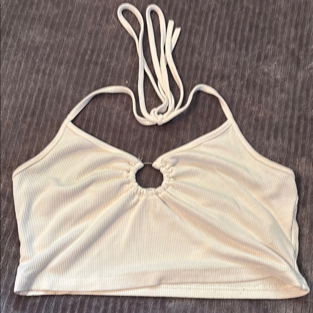Cream Halter Crop Top